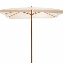Ombrellone Legno 2x3 Corda Ecru Palo Centrale da Giardino Rettangolare