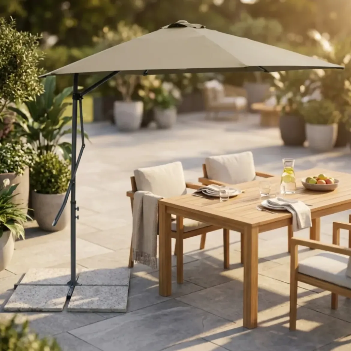 Ombrellone per Giardino Palo Laterale 2x3 Tortora Rettangolare Acciaio