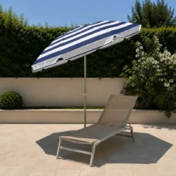 Ombrellone per Giardino 2x2 m Inclinabile Blu Bianco Sacca Tessuto