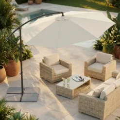 Ombrellone per Giardino 3x3 m Palo Laterale Bianco Antracite