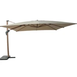 Ombrellone per Giardino 4x4 m Palo Decentrato Legno Beige Antivento