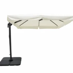 Ombrellone per Giardino 3x3 m Palo Laterale Ecrù Base a Crociera