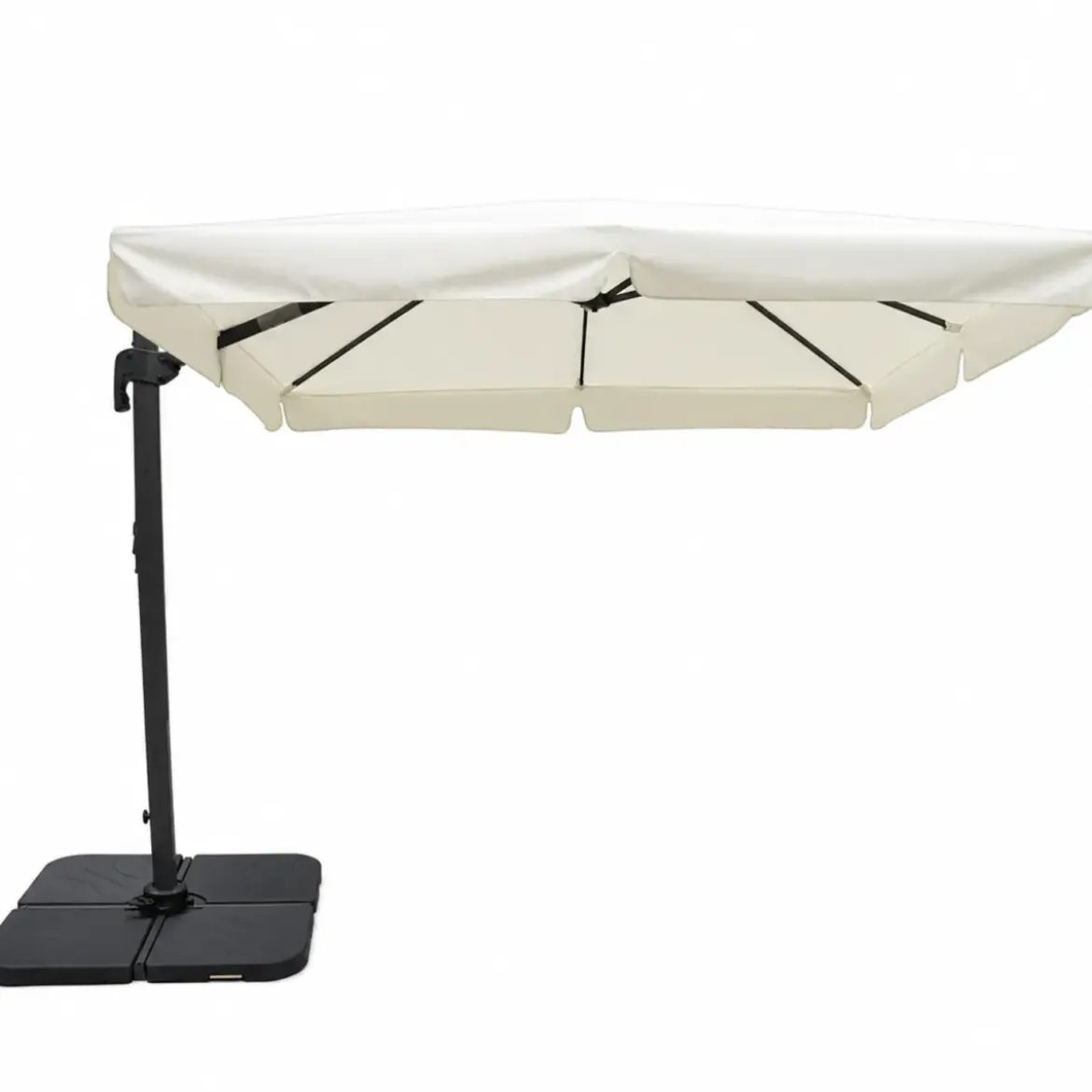 Ombrellone per Giardino 3x3 m Palo Laterale Ecrù Base a Crociera
