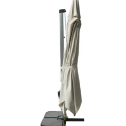 Ombrellone per Giardino 4x4 Palo Decentrato Alluminio Beige Antivento