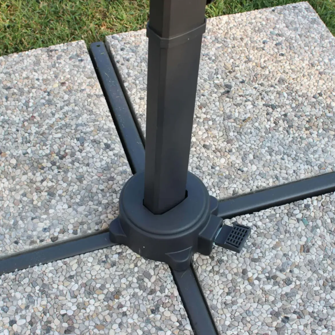 Ombrellone per Giardino 3x3 Palo Laterale Acciaio Nero Telo Grigio