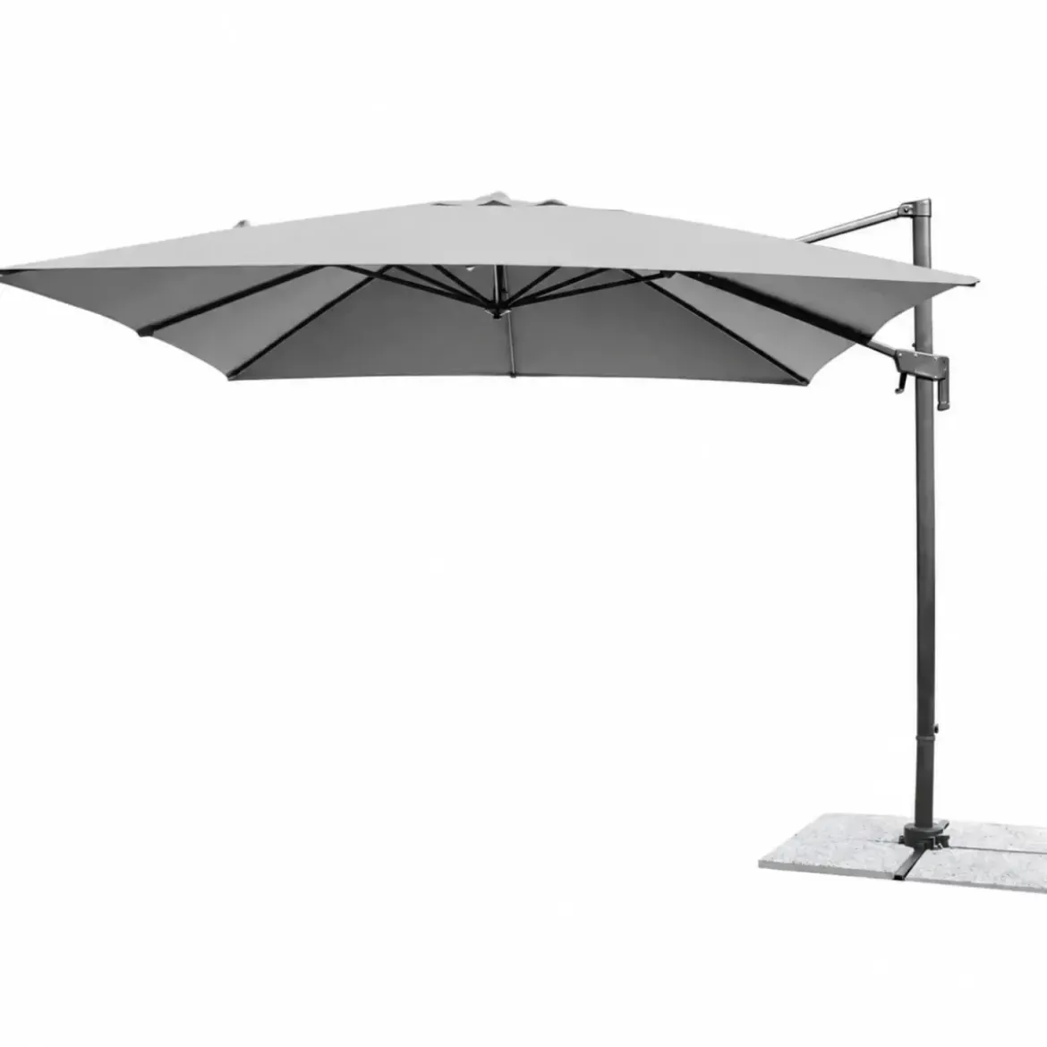 Ombrellone per Giardino 3x3 Palo Laterale Acciaio Nero Telo Grigio