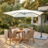 Ombrellone per Giardino 3x3 Palo Laterale Ecrù Nero Base a Crociera