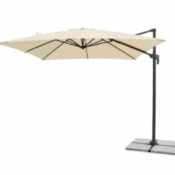Ombrellone per Giardino 3x3 Palo Laterale Ecrù Nero Base a Crociera