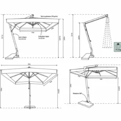 Ombrellone per Giardino 3x4 Palo Laterale Ecrù Struttura Legno Rotante