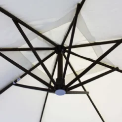 Ombrellone per Giardino 3x4 Palo Laterale Ecrù Struttura Legno Rotante