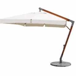 Ombrellone per Giardino 3x4 Palo Laterale Ecrù Struttura Legno Rotante