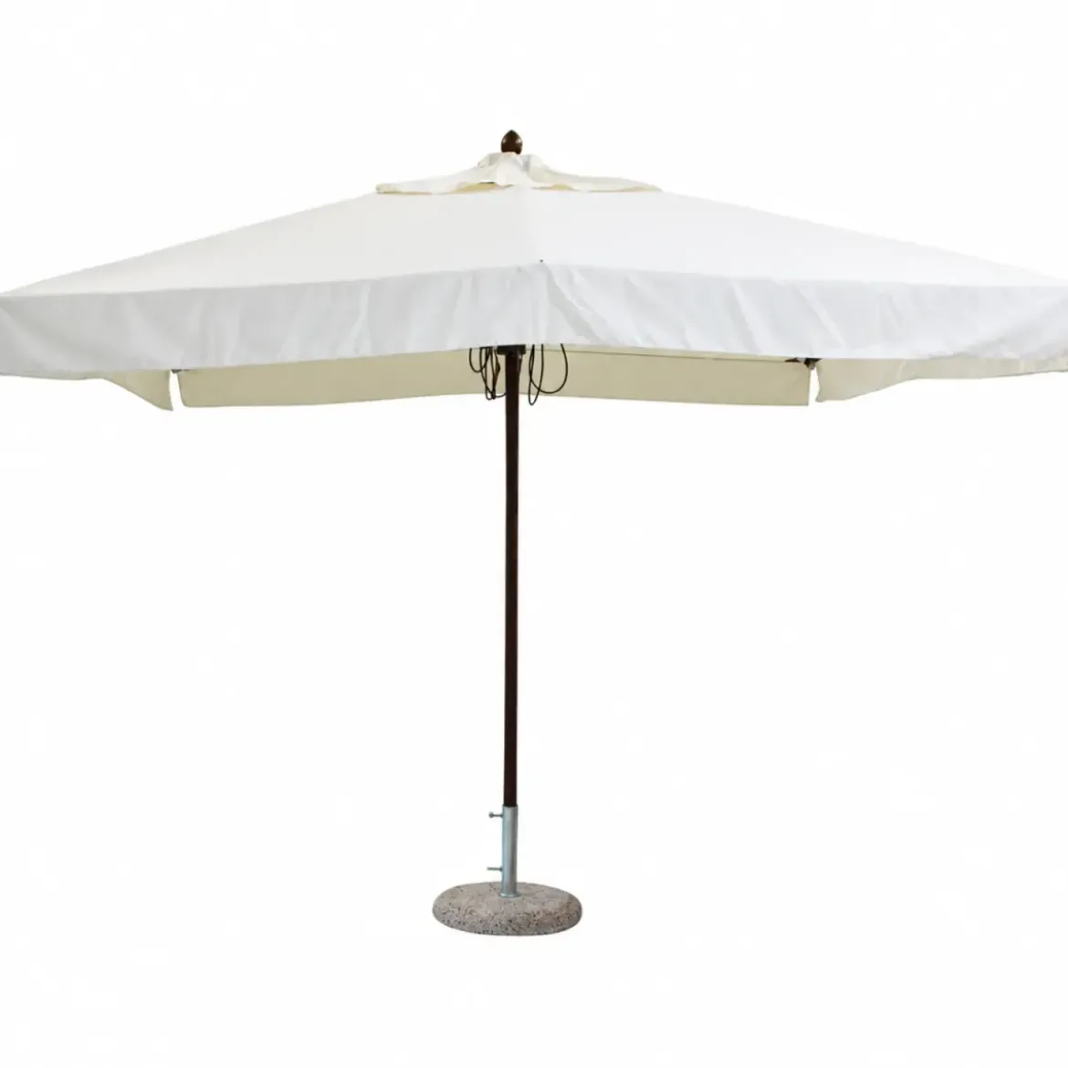 Ombrellone per Giardino 3x3 Quadrato Palo Centrale Bianco Legno
