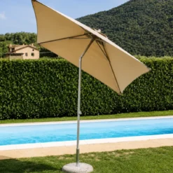 Ombrellone per Giardino 2x2 Quadrato Palo Centrale Tortora Alluminio