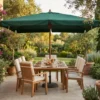 Ombrellone per Giardino 3x4 Rettangolare Palo Centrale Verde Legno