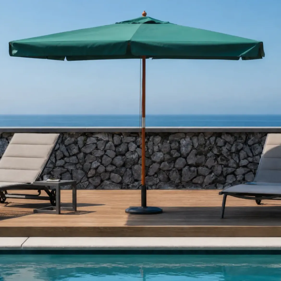 Ombrellone per Giardino 3x4 Rettangolare Palo Centrale Verde Legno