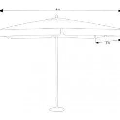 Ombrellone per Giardino 3x4 Rettangolare Palo Centrale Verde Legno