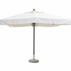 Ombrellone per Giardino 3x4 Rettangolare Palo Centrale Bianco Legno