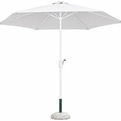 Ombrellone per Giardino 3x3 Rotondo Eco Palo Centrale Bianco Acciaio