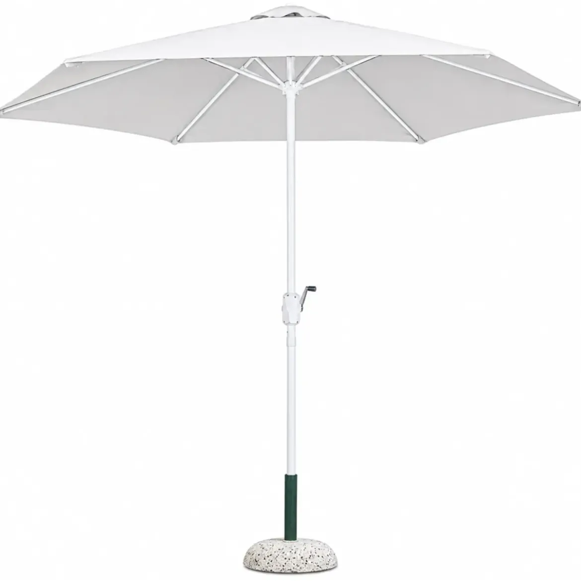 Ombrellone per Giardino 3x3 Rotondo Eco Palo Centrale Bianco Acciaio