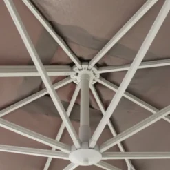 Ombrellone Quadrato 3x3 m Palo Laterale Bianco Tortora Telo Antivento