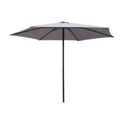Ombrellone Rotondo Grigio 3 mt Push Up Antivento Tavolo Giardino Palo Centrale