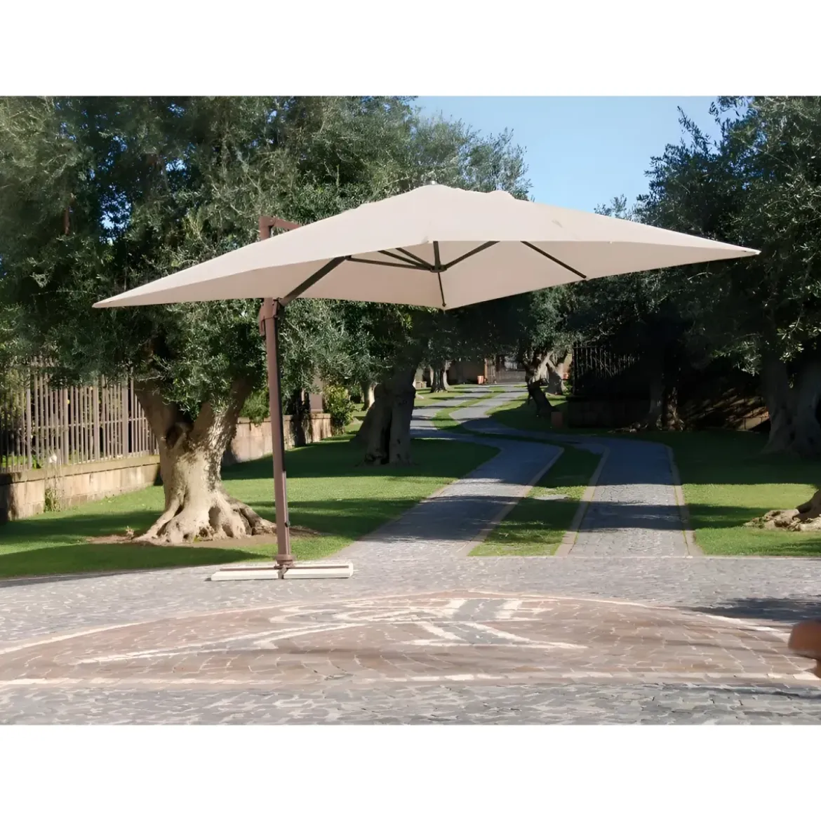 Ombrellone Senso 3x3 Ecru Esterno Terrazzo Braccio Retrattile Palo Decentrato