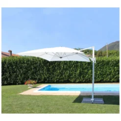 Ombrellone 3x3 Bianco in Alluminio con Palo Decentrato Braccio Laterale