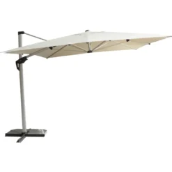 Ombrellone 3x4 Palo Laterale per Giardino Beige Antivento Base a Croce