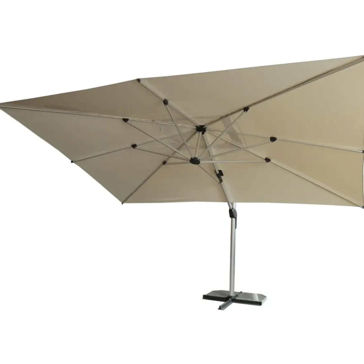 Ombrellone 3x4 Palo Laterale per Giardino Beige Antivento Base a Croce