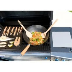 Padella Wok in Ghisa per Barbecue Campignaz 36 cm Manico in Legno