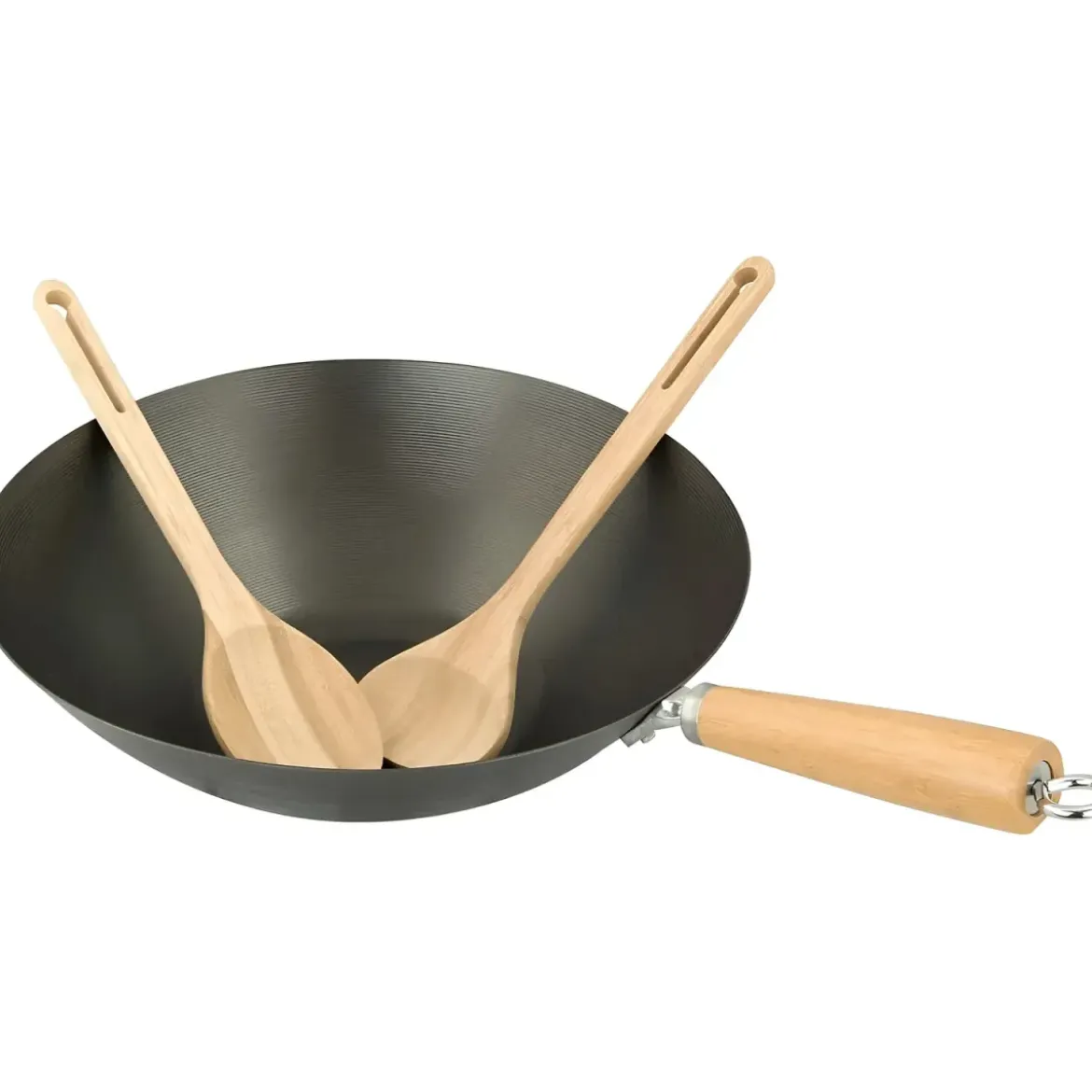 Padella Wok in Ghisa per Barbecue Campignaz 36 cm Manico in Legno