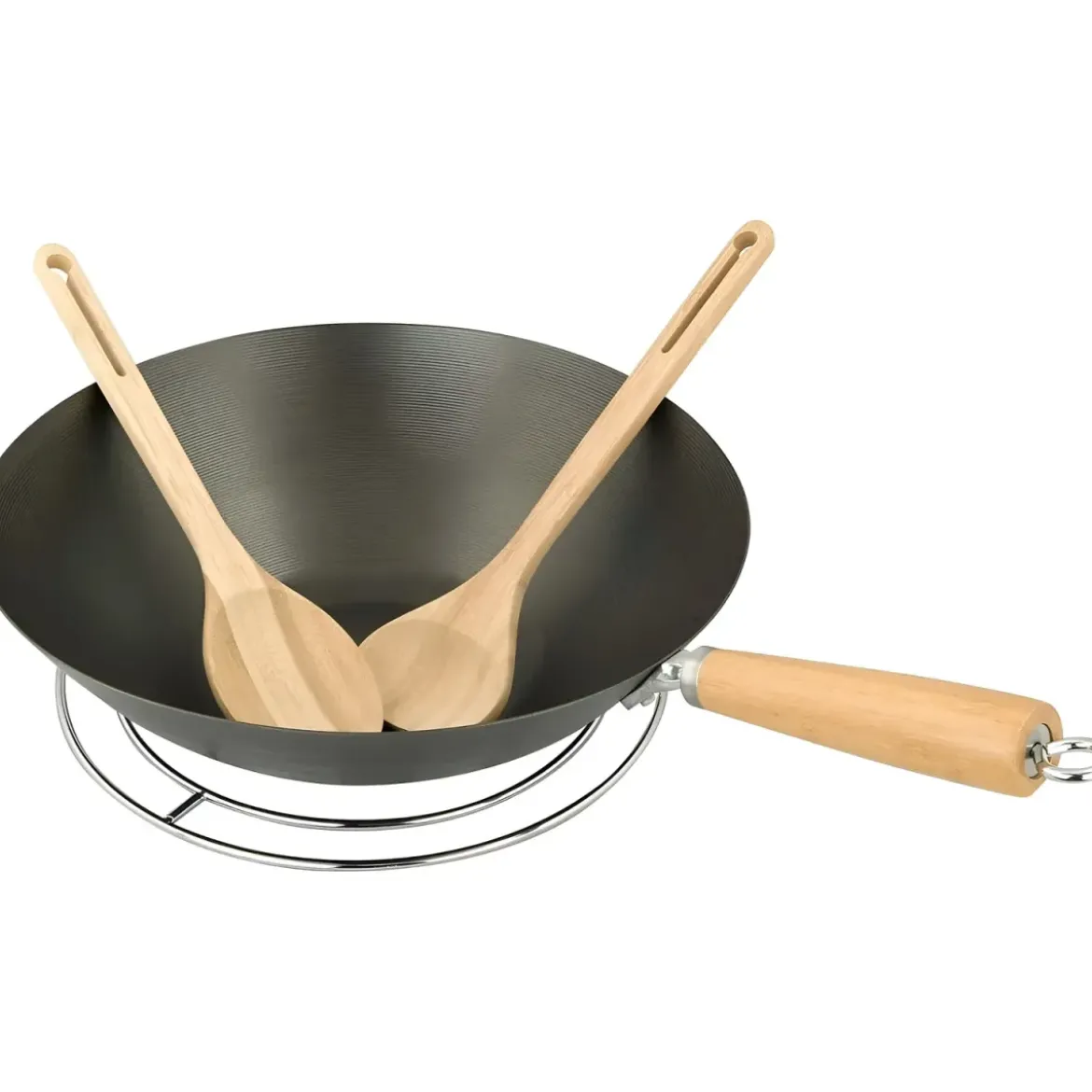 Padella Wok in Ghisa per Barbecue Campignaz 36 cm Manico in Legno