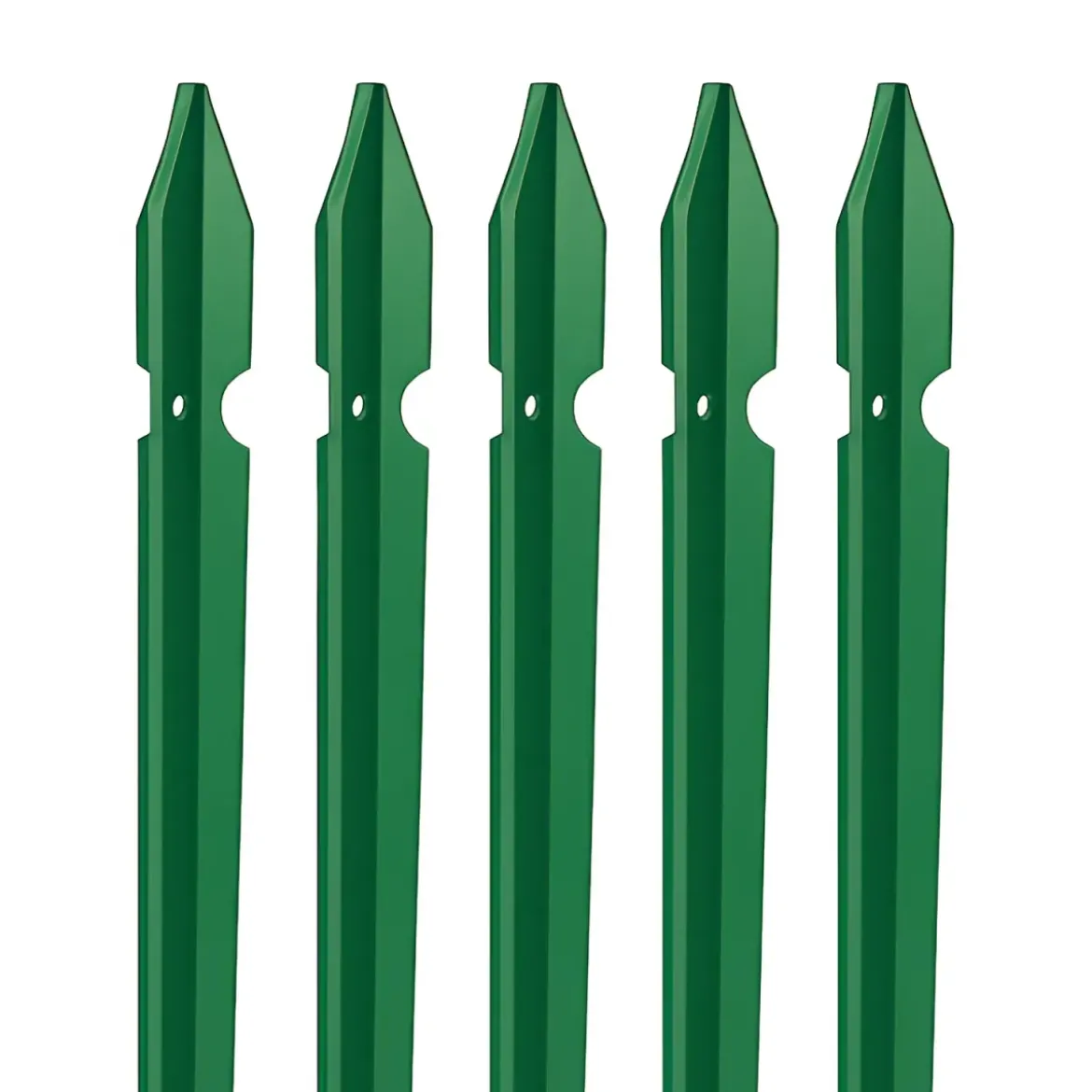 10 Paletti per Recinzione Alti 200 cm 35x35 in Ferro Plastificato Verde Pali a T