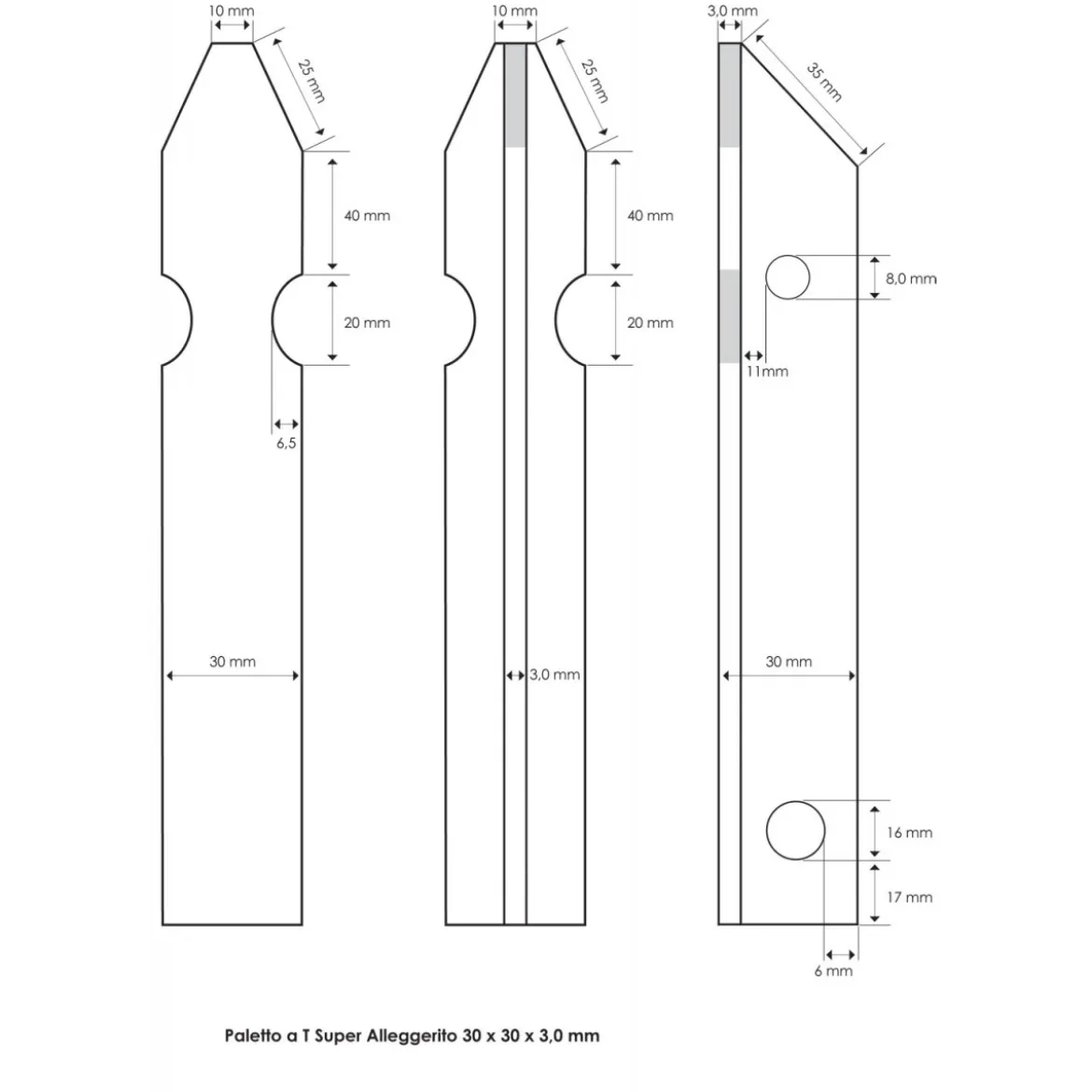 10 Paletti per Recinzione a T 175 cm 30x30 in Ferro Zincato Pali Metallo