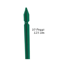 10 Pali per Recinzione Ferro 125 cm Plastificato Verde Paletti da Rete Metallo