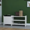 Panca Portascarpe con Cuscino Imbottito in Legno Mobile da Ingresso