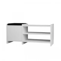 Panca Portascarpe con Cuscino Imbottito in Legno Mobile da Ingresso