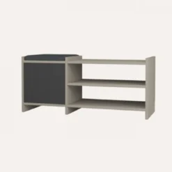 Panca Portascarpe in Legno con Cuscino Imbottito Mobile Ingresso Moka