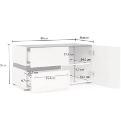 Panca Scarpiera Bianca 80x38x42 cm 1 Anta 2 Cassetti Soft-Close