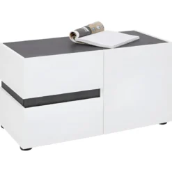 Panca Scarpiera Bianca 80x38x42 cm 1 Anta 2 Cassetti Soft-Close