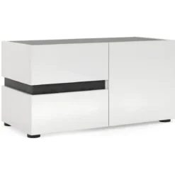 Panca Scarpiera Bianca 80x38x42 cm 1 Anta 2 Cassetti Soft-Close