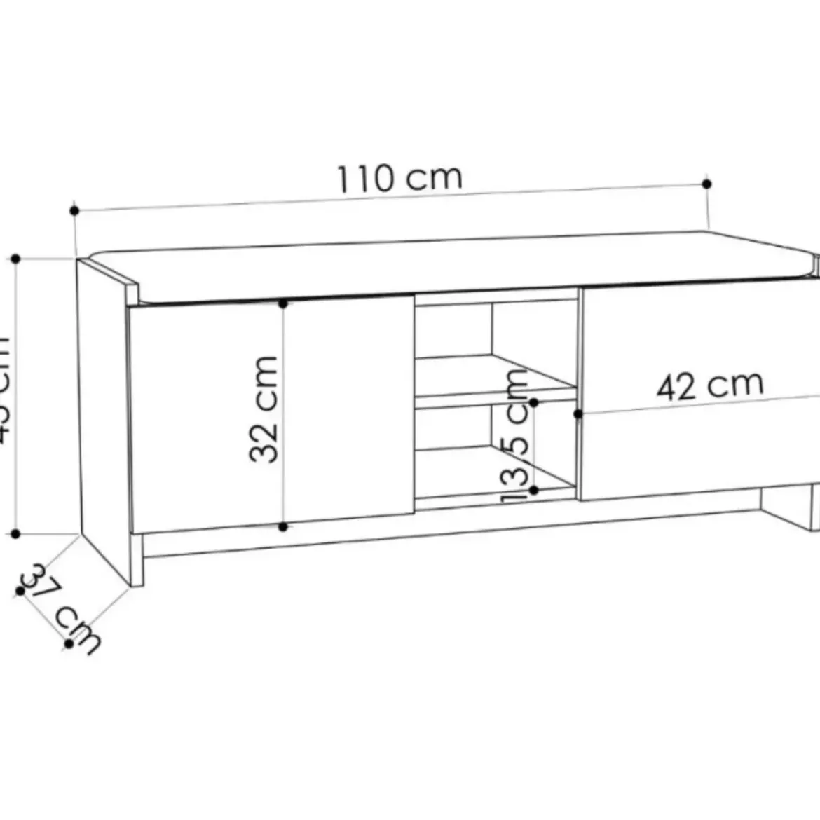 Panca Scarpiera da Ingresso 110x37x43 cm Antracite Rovere