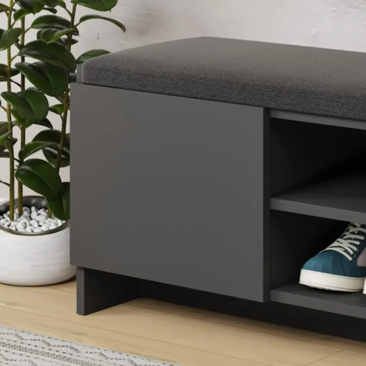 Panca Scarpiera da Ingresso 110x37x43 cm Antracite Rovere