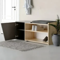 Panca Scarpiera Ingresso Seduta Imbottita Rovere Antracite Salvaspazio