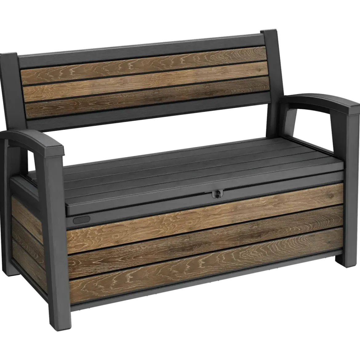Panchina Contenitore Keter 270L in Resina Effetto Legno Noce da Esterno