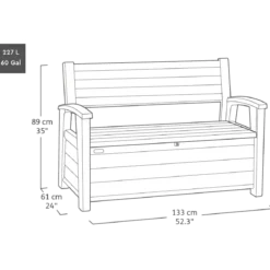Panchina Contenitore Keter 270L in Resina Effetto Legno Noce da Esterno