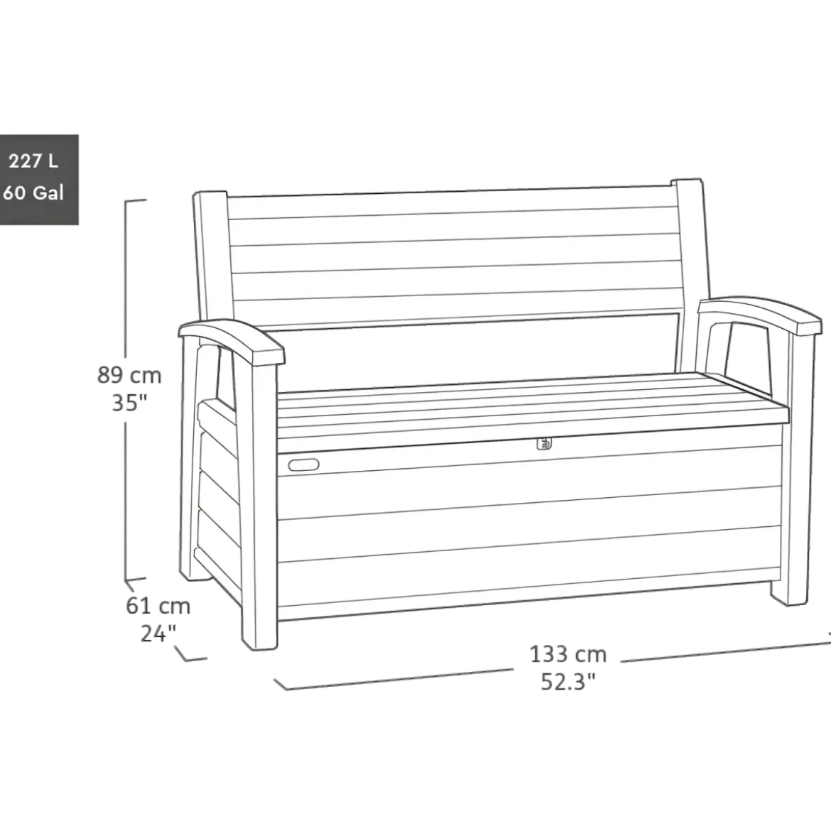 Panchina Contenitore Keter 270L in Resina Effetto Legno Noce da Esterno