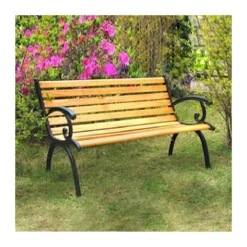 Panchina in Legno e Ghisa Seduta e Schienale da Giardino