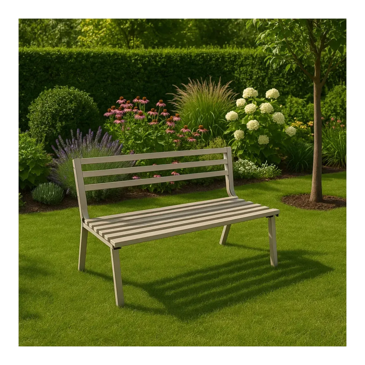 Panchina Tortora per Esterno da Giardino in Acciaio 127x61x80 cm