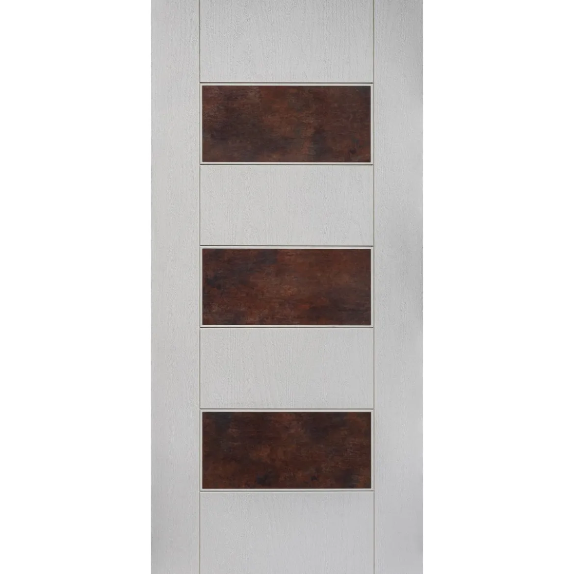 Pannello da Esterno in Vetroresina Bianco con Inserti Corten Noce